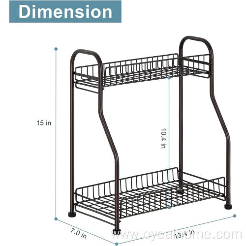 2 Tier Kitchen Standing Spice Rack with Hook